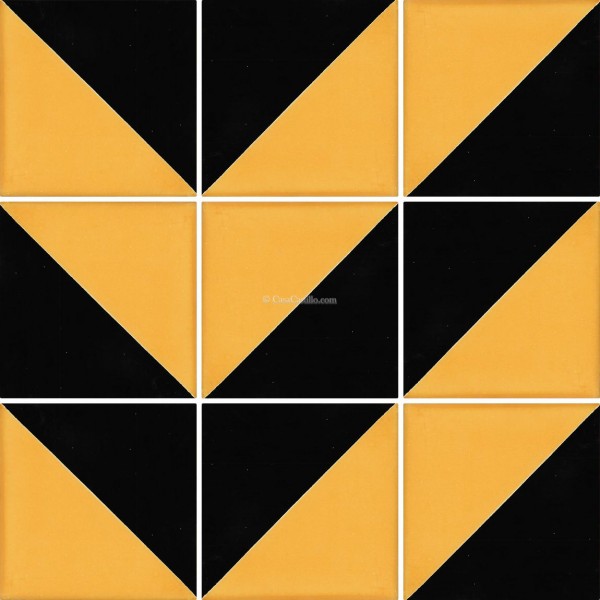 Mexican Talavera Tiles Black and Yellow Mustard